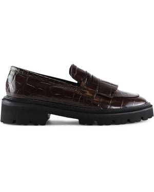 Notabene Tereza Fringed-Embellishment Crocodile-Effect Loafers - Black