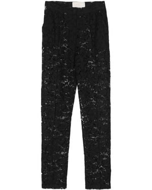 Loulou Floral-Lace Tapered Pants - Black