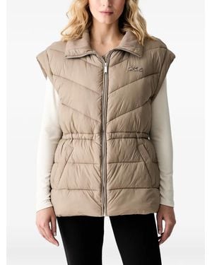 KARL LAGERFELD Quilted Drawstring Gilet - Natural