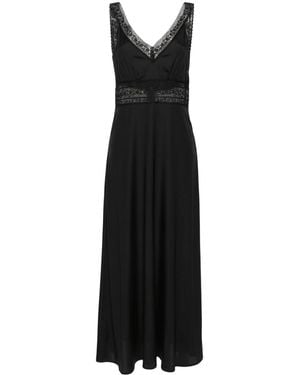 P.A.R.O.S.H. Lace-Trim Silk Maxi Dress - Black