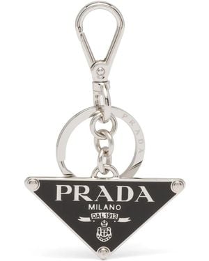 Prada Llavero con logo triangular - Blanco