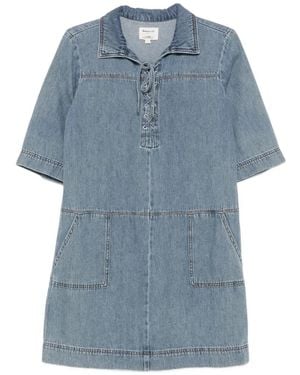 MAISON 123 Robe Courte Blanche À Lacets - Blue