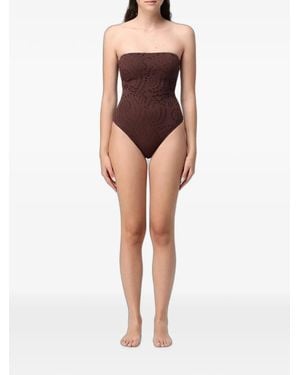 MC2 Saint Barth Broderie-Anglaise Strapless Swimsuit - Brown