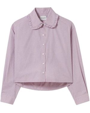 Claudie Pierlot Ruffled-Collar Checked Shirt - Purple