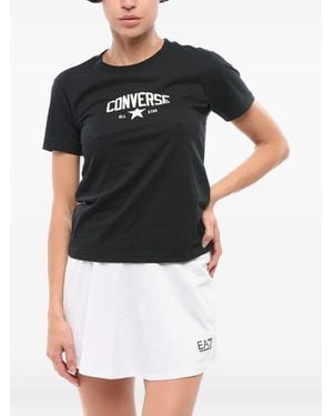 Converse Logo-Print Slim-Fit T-Shirt - Black