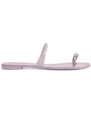 Giuseppe Zanotti Nuvo Roll 10 Minimalist Embellished Leather Sandals - White