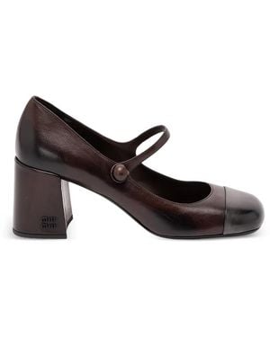Miu Miu Zapatos De Tacón Mary Jane - Marrón