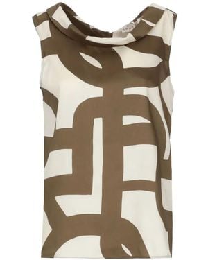 Emme Geometric-Print Cowl-Neck Top - Natural