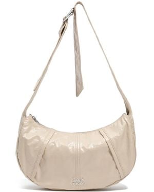 Bimba Y Lola Medium Shiny Greige Moon Bag - Wit