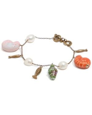 Bimba Y Lola Shell-Charm Pearl-Embellished Bracelet - White