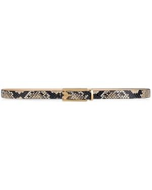 Victoria Beckham Dorian Snake-Print Leather Belt - White