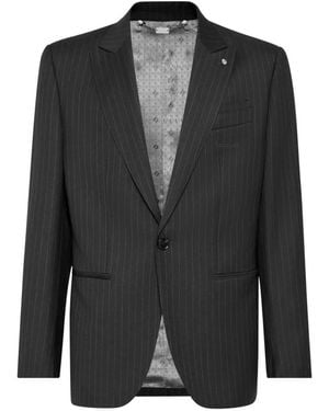 Billionaire Gessato Pinstripe-Print Single-Breasted Blazer - Black