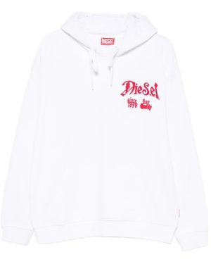 DIESEL Logo-Detail Drawstring Hoodie - White