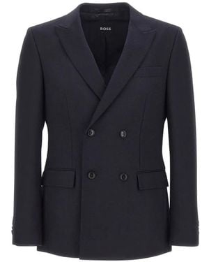BOSS Houston Double-Breasted Blazer - Blue