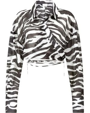 The Attico Wickelbluse Mit Zebra-Print - Weiß
