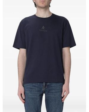 Premiata Logo-Print Cotton T-Shirt - Blue