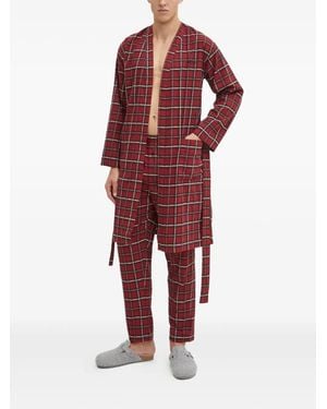 BOSS Checked Dressing Gown - Red