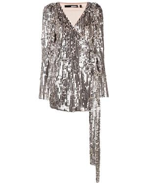 ROTATE BIRGER CHRISTENSEN Sequin-embellished V-neck Dress - Metallic