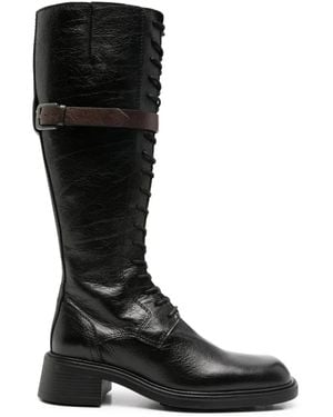 Miista Botas Beatrix Con Cordón Y Hebilla - Negro