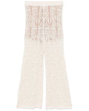 Liu Jo Cotton Semi-Perforated Ttrousers - Natural