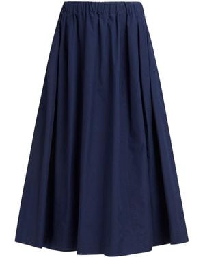 Marni A-Line Cotton Midi Skirt - Blue