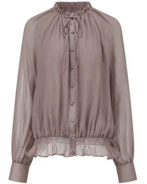 Oude Waag Ruffled Silk Shirt - Brown
