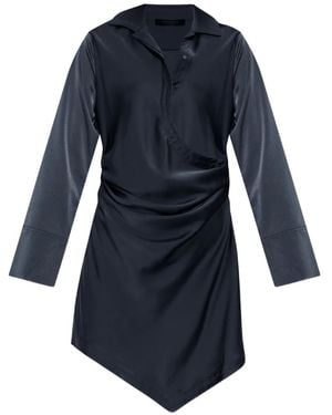 AllSaints Tira Draped Mini Shirt Dress - Blue