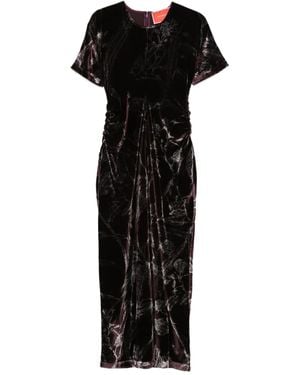 La DoubleJ Velvet Floral-Print Dress - Black