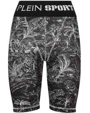 Philipp Plein Jungle Print Compression Shorts - Grey