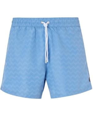 Missoni Drawstring Swim Shorts With Zigzag Pattern - Blue