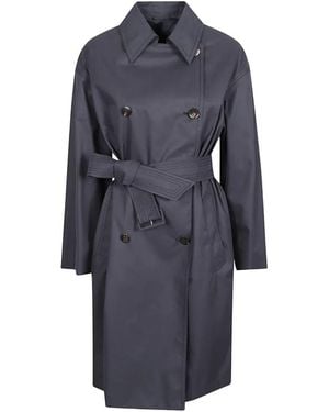 Max Mara Double-Breasted Belted Trench Coat - Blue