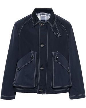 Thom Browne Contrast-Stitching Raglan Jacket - Blue