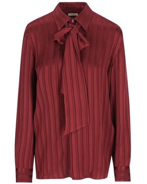 Saint Laurent Cassandre Lavallière Blouse - Red