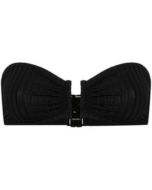 Eres Ribbed Bandeau Bikini Top - Black