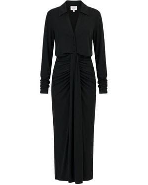 Cinq À Sept Seferina Gathered Long-Sleeve Maxi Dress - Black