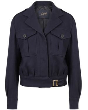 The Seafarer Cris Belted Wool Jacket - Blue