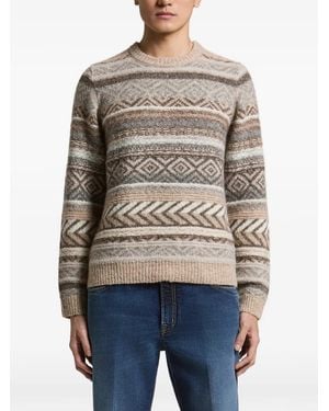 Peserico Fair Isle-Knit Jumper - Grey