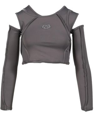 VIVAMUS Layered Cold-Shoulder Top - Grey