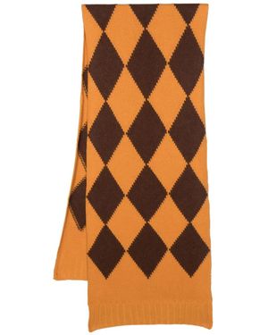 La DoubleJ Argyle-Pattern Knitted Scarf - Orange