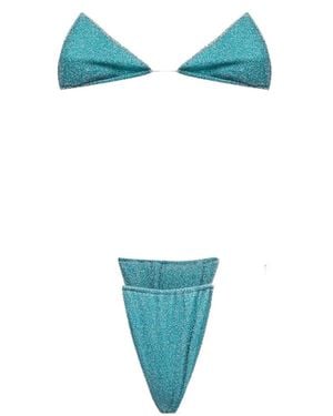 Oséree Glitter-Effect Triangle Bikini - Blue
