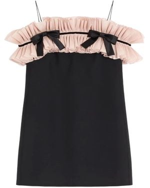 Valentino Garavani Crepe Couture Pleated Bow Mini Dress - Black