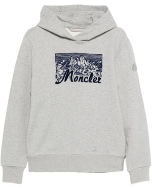 Moncler Mountain-Print Hoodie - Grey