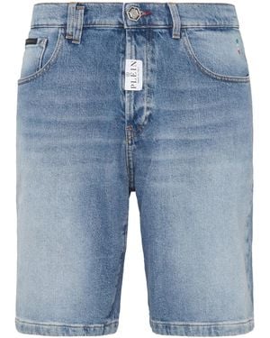 Philipp Plein Formentera Low-Rise Denim Shorts - Blue