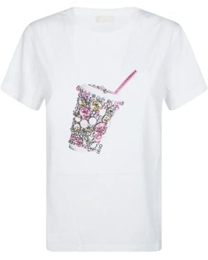 Liu Jo T-Shirt With Print And Appliqués - White