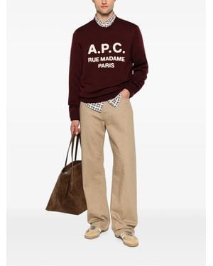 A.P.C. Rue Madame Paris Logo-Detail Wool Jumper - Red