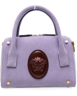 Versace Medusa-Plaque Suede Tote Bag - Purple