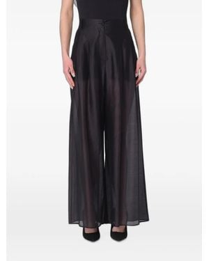 Hanita Pantaloni A Palazzo Semi Trasparenti - Nero