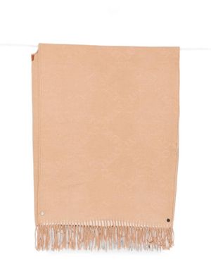 Liu Jo Logo-Jacquard Fringed Scarf - Natural