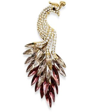 Hzmer Jewelry Gulabi Crystal-Embellished Peacock Brooch - Metallic