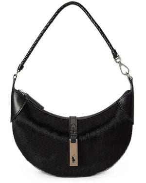Polo Ralph Lauren Polo Id Haircalf Mini Shoulder Bag - Black